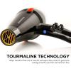 imageOvente 2200 Watt Professional Hair Dryer Ionic ampamp Tourmaline Technology Ideal for Body Volume ampamp Smoothing Comes w Two Concentrator Nozzle Attachments Lightweight for Home or Travel Black X3Silky Black