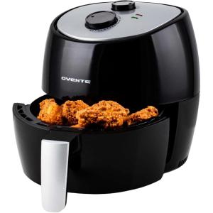 imageOVENTE Compact Air Fryer for Healthy and Oilless Cooking 32 Qt Nonstick ampamp Dishwasher Safe Basket 1300W Electric Cooker w Adjustable Temperature Control 30Min Timer ampamp Auto Shutoff Black FAM11320B