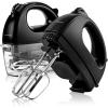 imageOVENTE Portable Electric Hand Mixer 5 Speed Mixing 150W Powerful Blender for Baking ampamp Cooking with 2 Stainless Steel Chrome Beater Attachments ampamp Snap Clear Case Compact Easy Storage Turquoise HM161TMixer  Black