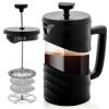 imageOvente French Press Coffee Tea and Espresso Maker Heat Resistant Borosilicate Glass with 4 Filter StainlessSteel System BPAFree Portable Pitcher Perfect for Hot ampamp Cold Brew 27oz Black FPT27BBlack
