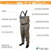 imageFROGG TOGGS Anura II Breathable Waterproof Stockingfoot Fishing Chest Wader for Fishing
