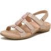 imageVionic Womens Womens Rest Amber Backstrap Sandal  Ladies Adjustable Walking Sandals with Concealed Orthotic Arch SupportRose Gold Metal Linen