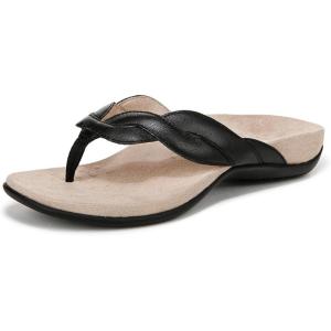 imageVionic Womens Bella Braid Thong Sandals FlipFlopBlack Leather