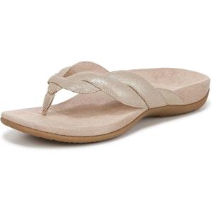 imageVionic Womens Bella Braid Thong Sandals FlipFlopGold Leather