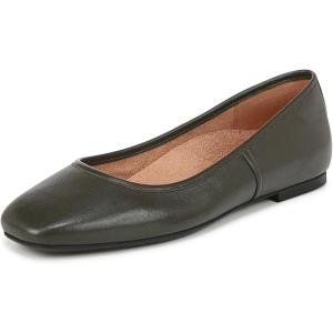 imageVionic Womens Orinda Ballet FlatDark Khaki Green Leather