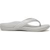 imageVionic Womens Tide II Toe Post Sandal  Supportive Ladies Flip Flops That Include ThreeZone Comfort with Orthotic Insole Arch SupportGrey Leather