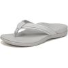 imageVionic Womens Tide II Toe Post Sandal  Supportive Ladies Flip Flops That Include ThreeZone Comfort with Orthotic Insole Arch SupportGrey Leather
