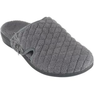 imageVionic Womens Adilyn Mule SlipperComfortable Spa House SlippersDARK GREY QUIL TEXTI