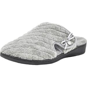 imageVionic Womens Adilyn Mule SlipperComfortable Spa House SlippersLight Grey Quil Text