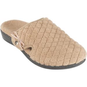 imageVionic Womens Adilyn Mule SlipperComfortable Spa House SlippersTan Quil Textile