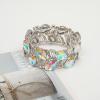 imageCSY Elegant Stretch Bangle Bracelets Bridal Art Deco Teardrop Crystal Elastic Wide Statement Bracelet for Women Party Promab crystal