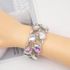 imageCSY Elegant Stretch Bangle Bracelets Bridal Art Deco Teardrop Crystal Elastic Wide Statement Bracelet for Women Party Promab crystal