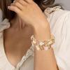 imageCSY Elegant Stretch Bangle Bracelets Bridal Art Deco Teardrop Crystal Elastic Wide Statement Bracelet for Women Party Promchampagne gold