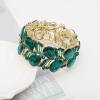 imageCSY Elegant Stretch Bangle Bracelets Bridal Art Deco Teardrop Crystal Elastic Wide Statement Bracelet for Women Party Promemerald greengold tone