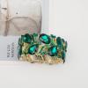 imageCSY Elegant Stretch Bangle Bracelets Bridal Art Deco Teardrop Crystal Elastic Wide Statement Bracelet for Women Party Promemerald greengold tone