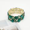imageCSY Elegant Stretch Bangle Bracelets Bridal Art Deco Teardrop Crystal Elastic Wide Statement Bracelet for Women Party Promemerald greengold tone