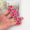imageCSY Elegant Stretch Bangle Bracelets Bridal Art Deco Teardrop Crystal Elastic Wide Statement Bracelet for Women Party Promhot pink crystalgold tone