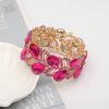imageCSY Elegant Stretch Bangle Bracelets Bridal Art Deco Teardrop Crystal Elastic Wide Statement Bracelet for Women Party Promhot pink crystalgold tone