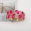 imageCSY Elegant Stretch Bangle Bracelets Bridal Art Deco Teardrop Crystal Elastic Wide Statement Bracelet for Women Party Promhot pink crystalgold tone