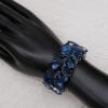 imageCSY Elegant Stretch Bangle Bracelets Bridal Art Deco Teardrop Crystal Elastic Wide Statement Bracelet for Women Party Promnavy blueplatinum tone