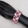 imageCSY Elegant Stretch Bangle Bracelets Bridal Art Deco Teardrop Crystal Elastic Wide Statement Bracelet for Women Party Prompink crystalgold tone
