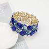 imageCSY Elegant Stretch Bangle Bracelets Bridal Art Deco Teardrop Crystal Elastic Wide Statement Bracelet for Women Party Promroyal blue crystalgold tone