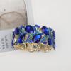 imageCSY Elegant Stretch Bangle Bracelets Bridal Art Deco Teardrop Crystal Elastic Wide Statement Bracelet for Women Party Promroyal blue crystalgold tone