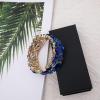 imageCSY Elegant Stretch Bangles Art Deco Statement Cuff Bangle Elastic Wide Bracelet Wedding Party Prom Jewelry for Womenroyal bluegold tone