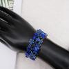 imageCSY Elegant Stretch Bangles Art Deco Statement Cuff Bangle Elastic Wide Bracelet Wedding Party Prom Jewelry for Womenroyal bluegold tone
