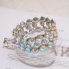 imageCSY Elegant Wide Stretch Bangle Bracelet for Bride Women Round Crystal Statement Art Deco Costume Jewelry for Wedding Party PromIridescent AB Crystal  platinum plated