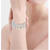 imageCSY Elegant Wide Stretch Bangle Bracelet for Bride Women Round Crystal Statement Art Deco Costume Jewelry for Wedding Party PromIridescent AB Crystal  platinum plated