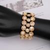 imageCSY Elegant Wide Stretch Bangle Bracelet for Bride Women Round Crystal Statement Art Deco Costume Jewelry for Wedding Party Promchampagne gold