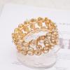 imageCSY Elegant Wide Stretch Bangle Bracelet for Bride Women Round Crystal Statement Art Deco Costume Jewelry for Wedding Party Promchampagne gold