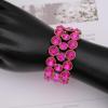 imageCSY Elegant Wide Stretch Bangle Bracelet for Bride Women Round Crystal Statement Art Deco Costume Jewelry for Wedding Party Promhot pink crystalgold plated