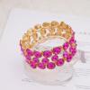 imageCSY Elegant Wide Stretch Bangle Bracelet for Bride Women Round Crystal Statement Art Deco Costume Jewelry for Wedding Party Promhot pink crystalgold plated