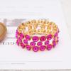 imageCSY Elegant Wide Stretch Bangle Bracelet for Bride Women Round Crystal Statement Art Deco Costume Jewelry for Wedding Party Promhot pink crystalgold plated