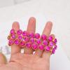 imageCSY Elegant Wide Stretch Bangle Bracelet for Bride Women Round Crystal Statement Art Deco Costume Jewelry for Wedding Party Promhot pink crystalgold plated