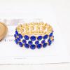 imageCSY Elegant Wide Stretch Bangle Bracelet for Bride Women Round Crystal Statement Art Deco Costume Jewelry for Wedding Party Promroyal bluegold plated