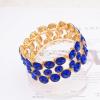 imageCSY Elegant Wide Stretch Bangle Bracelet for Bride Women Round Crystal Statement Art Deco Costume Jewelry for Wedding Party Promroyal bluegold plated