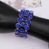 imageCSY Elegant Wide Stretch Bangle Bracelet for Bride Women Round Crystal Statement Art Deco Costume Jewelry for Wedding Party Promroyal bluegold plated