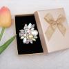 imageCSY Luxury Womens Austrian Crystal Leaves Flower Big Cocktail Statement Rings Stretch Adjustable Ring Jewelry AccessoriesAB Crystal