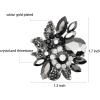 imageCSY Luxury Womens Austrian Crystal Leaves Flower Big Cocktail Statement Rings Stretch Adjustable Ring Jewelry AccessoriesBlack