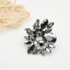 imageCSY Luxury Womens Austrian Crystal Leaves Flower Big Cocktail Statement Rings Stretch Adjustable Ring Jewelry AccessoriesBlack
