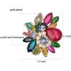 imageCSY Luxury Womens Austrian Crystal Leaves Flower Big Cocktail Statement Rings Stretch Adjustable Ring Jewelry AccessoriesMultiColor