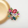 imageCSY Luxury Womens Austrian Crystal Leaves Flower Big Cocktail Statement Rings Stretch Adjustable Ring Jewelry AccessoriesMultiColor