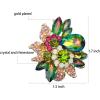 imageCSY Luxury Womens Austrian Crystal Leaves Flower Big Cocktail Statement Rings Stretch Adjustable Ring Jewelry Accessoriesmagic color