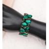 imageCSY Womens Elegant Bridal Necklace Earrings Stretch Bangle Set for Bride Bridesmaid Wedding Costume Jewelry Sets emerald greengold tone