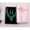 imageCSY Womens Elegant Wedding Jewelry Set Teardrop Crystal Statement Necklace Earrings Sets for Bride Prom Costume Accessoriesgreen