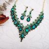 imageCSY Womens Elegant Wedding Jewelry Set Teardrop Crystal Statement Necklace Earrings Sets for Bride Prom Costume Accessoriesgreen