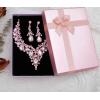 imageCSY Womens Elegant Wedding Jewelry Set Teardrop Crystal Statement Necklace Earrings Sets for Bride Prom Costume Accessoriespink